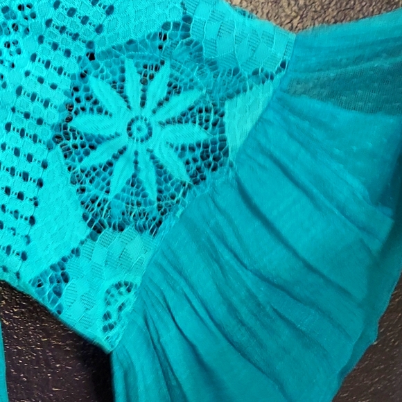 Turquoise Lace Lined Dress - Picture 3 of 8